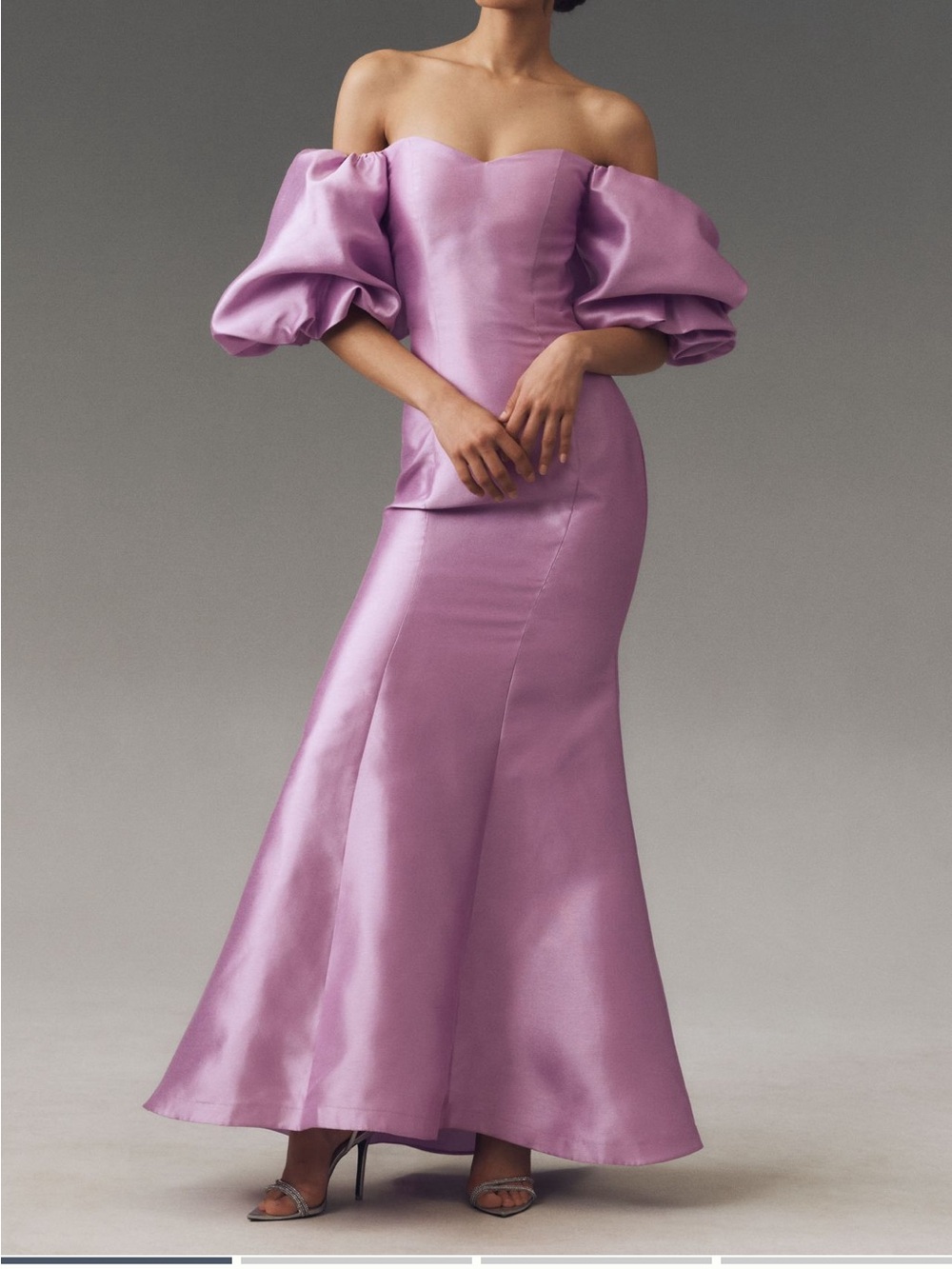 Mac Duggal Lilac Off-Shoulder Satin Gown